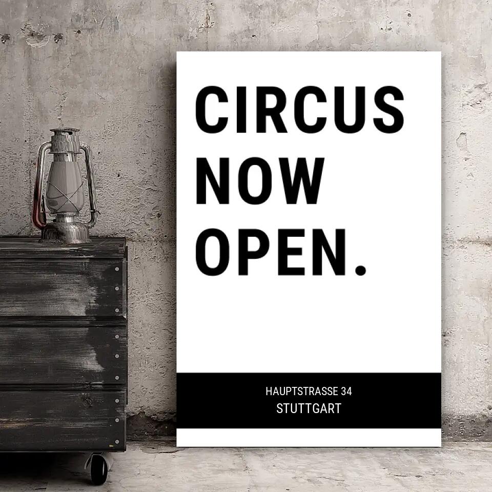 Personalisierte Leinwand - Circus now open No. 1