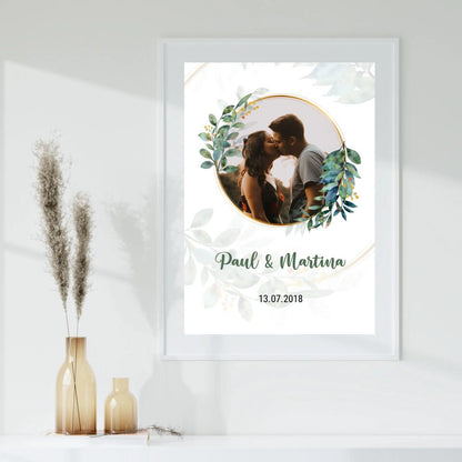Personalisiertes Poster - Floraler Wasserfarben Kreis No. 1