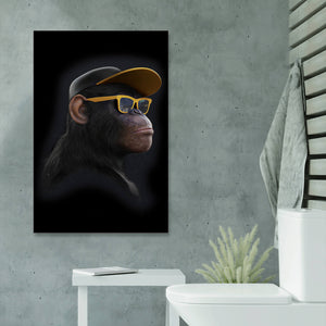 Leinwandbild Affe mit Sonnenbrille Modern Art Hochformat