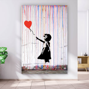 Leinwandbild Banksy Mädchen mit Ballon Hochformat