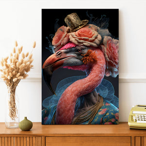 Leinwandbild Flamingo Portrait Modern Art Hochformat