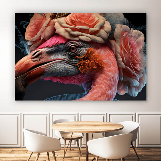 Leinwandbild Flamingo Portrait Modern Art Querformat