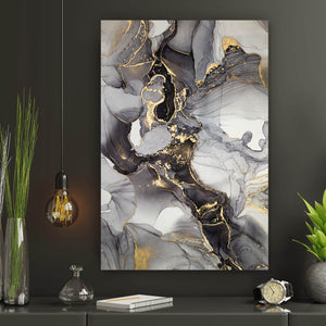 Leinwandbild Fluid Art Gold Hochformat