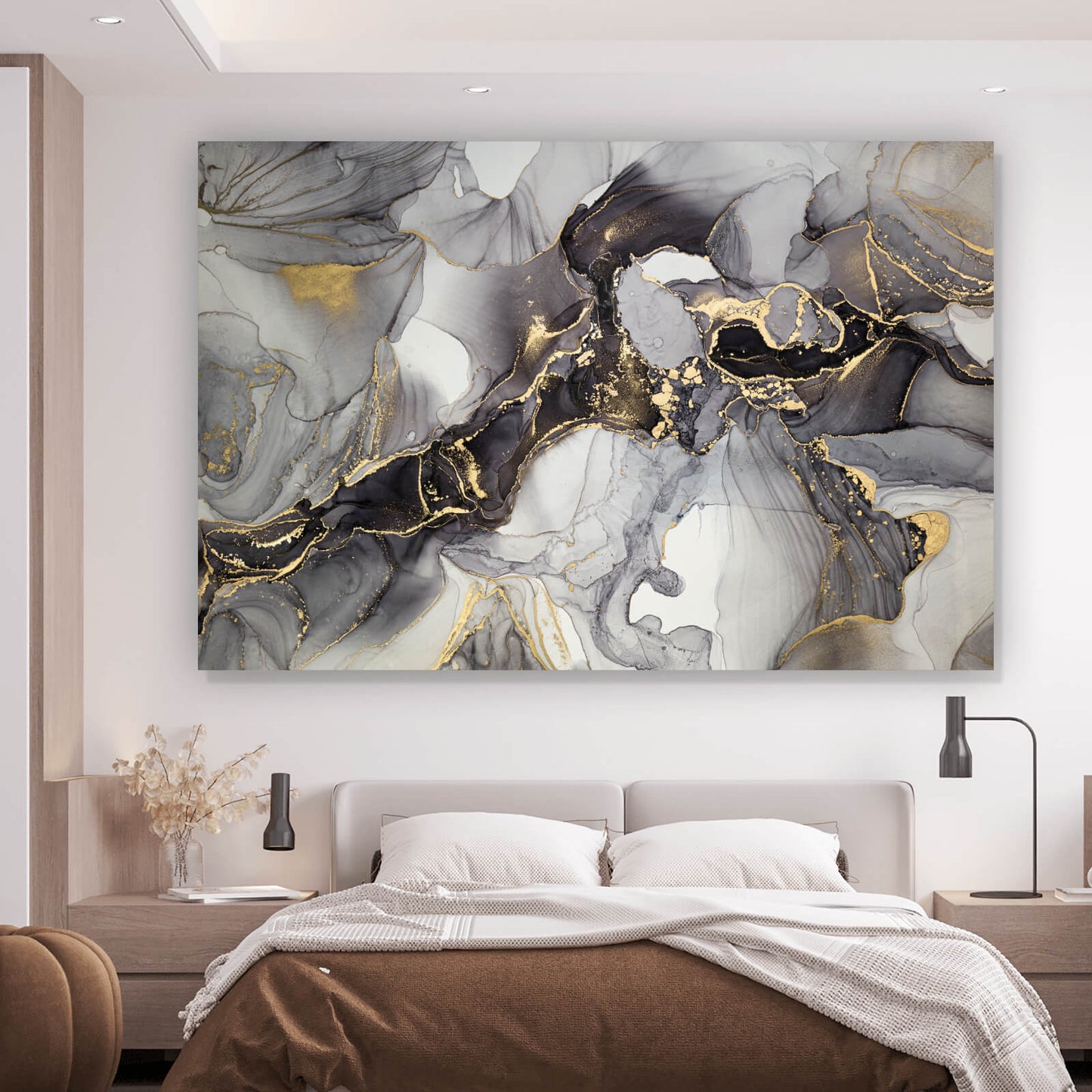 Leinwandbild Fluid Art Gold Querformat – Picoria
