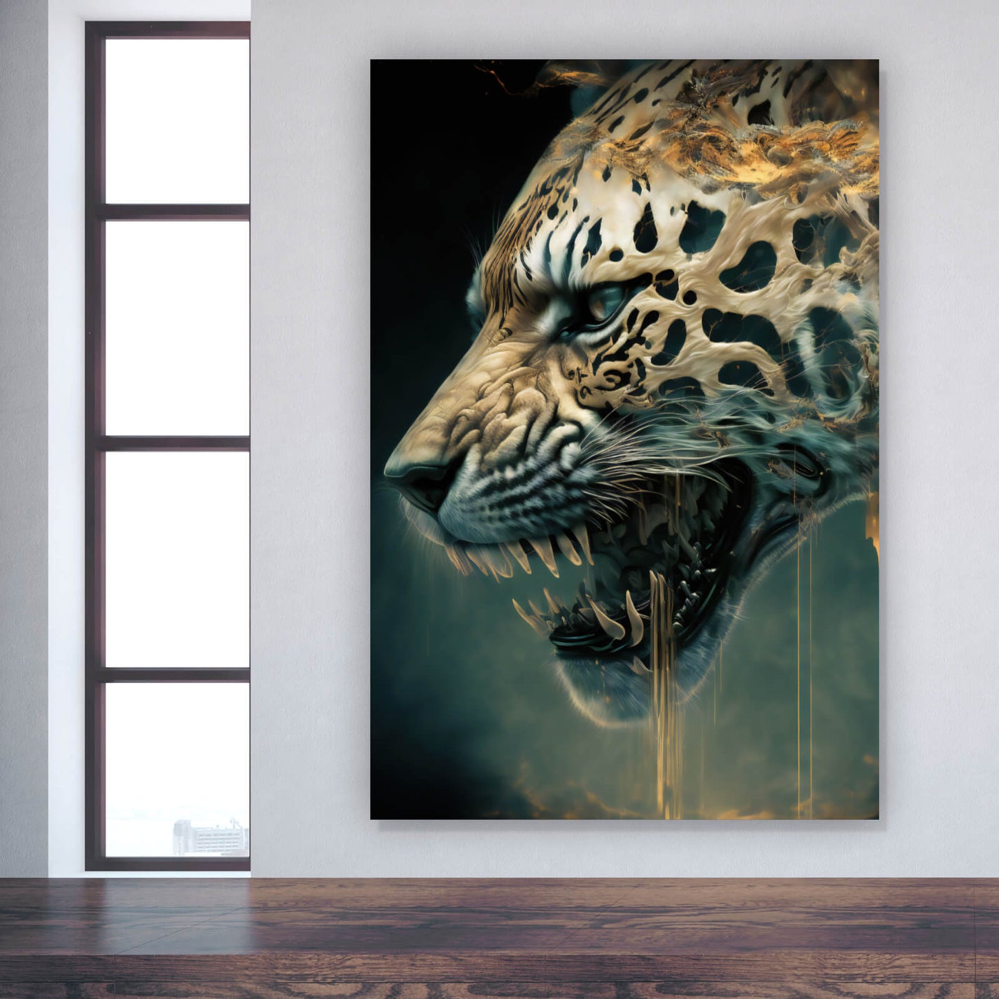 Leinwandbild Gefährlicher Leopard Hochformat