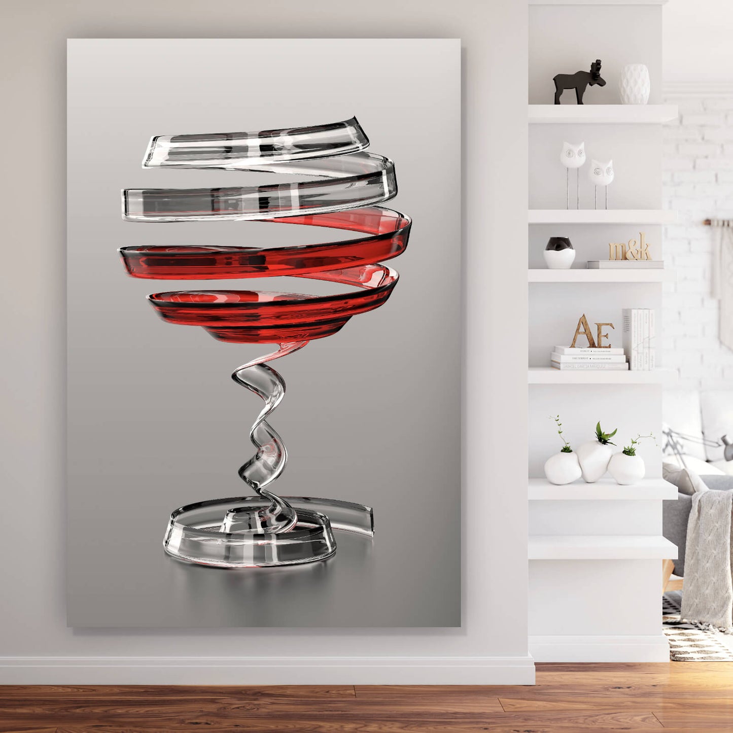 Leinwandbild Modern Art Weinglas Hochformat