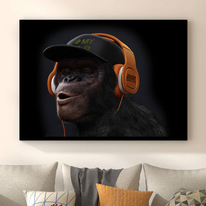 Poster Affe mit Kopfhörer Modern Art Querformat