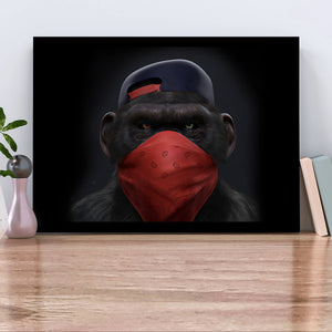 Poster Affe mit rotem Tuch Modern Art Querformat