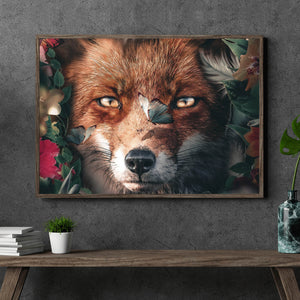 Poster Fuchs mit Schmetterling Querformat