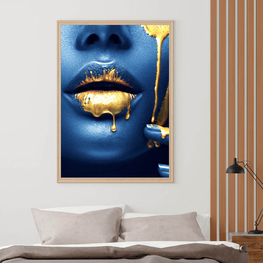 Poster Golden Lips Hochformat