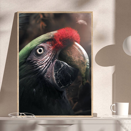 Poster Grüner Papagei Hochformat