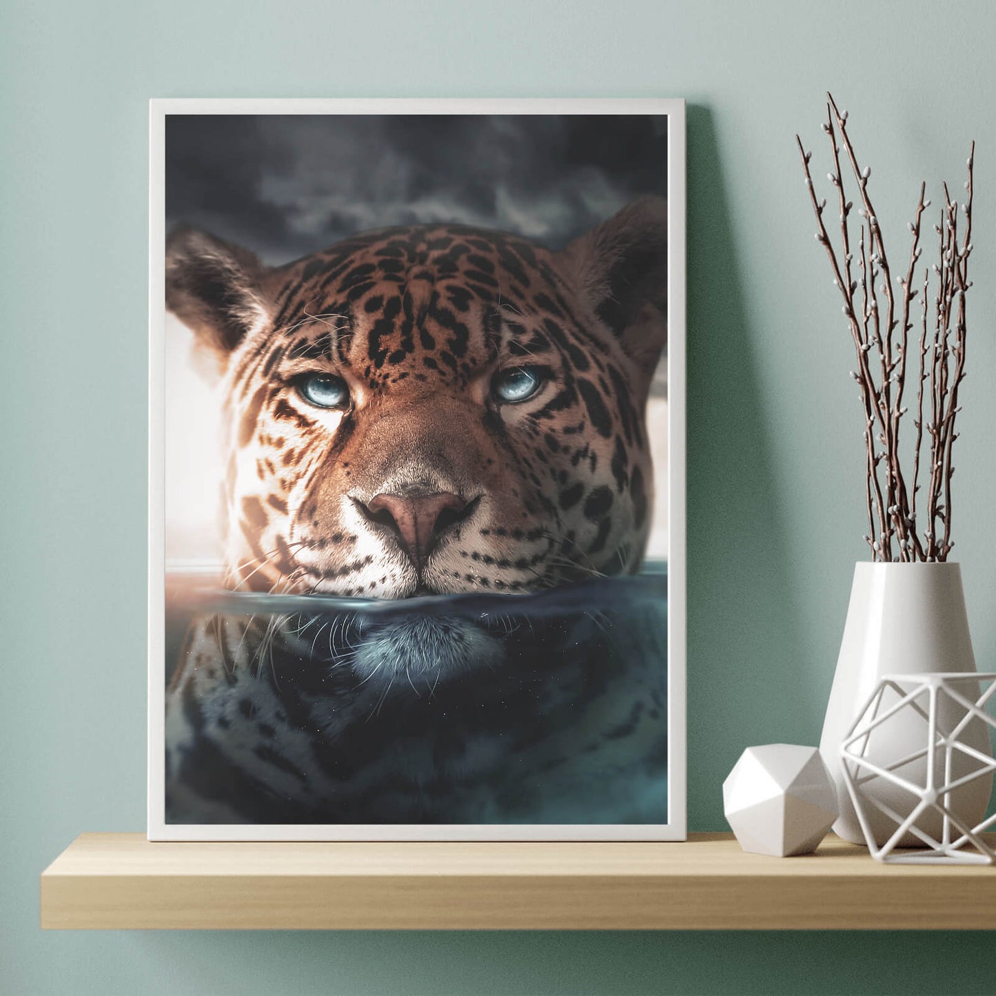 Poster Jaguar unter Wasser Hochformat