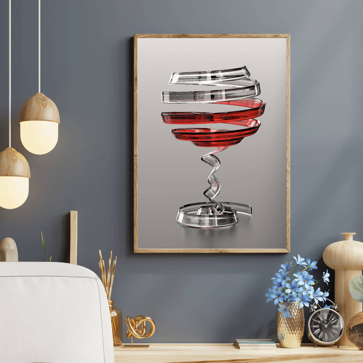 Poster Modern Art Weinglas Hochformat