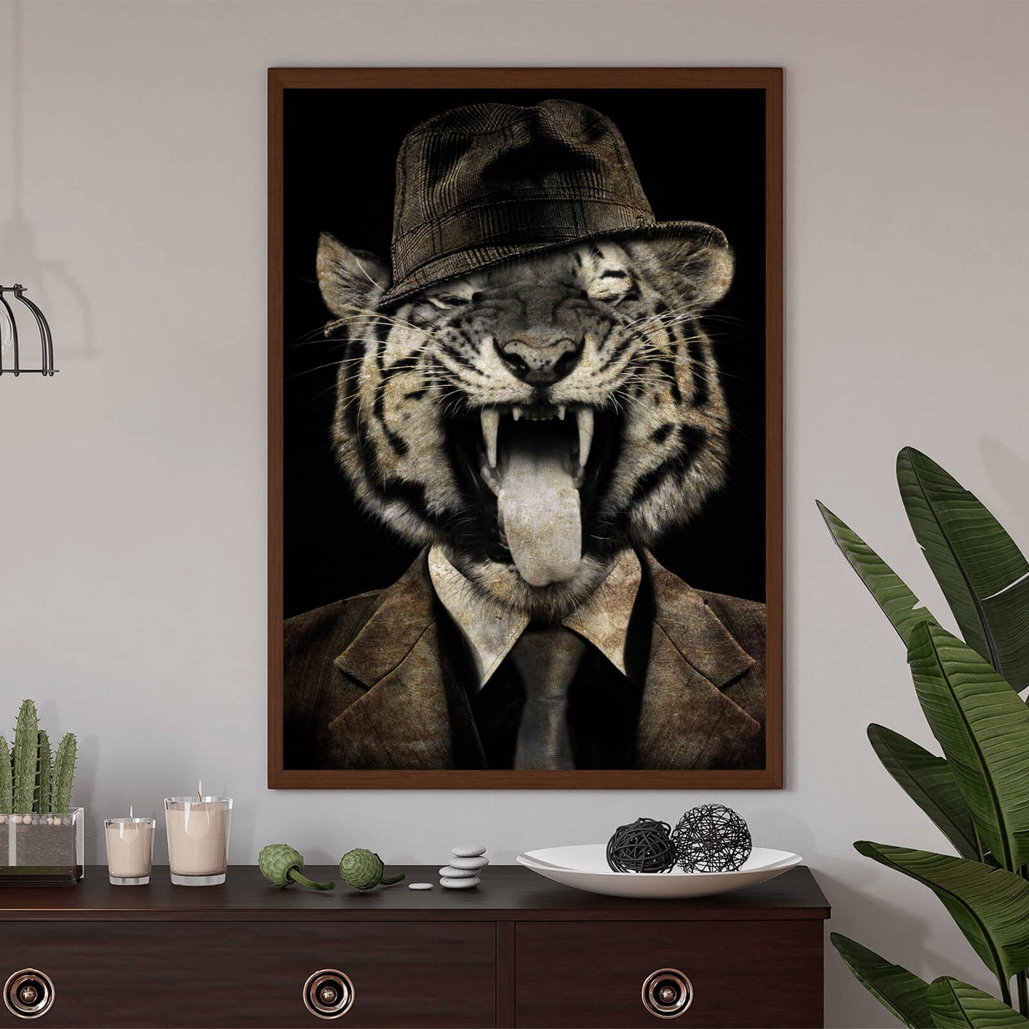 Poster Tiger im Anzug Hochformat